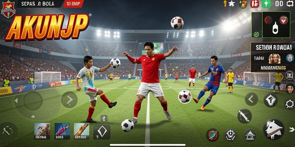 Gameplay AKUNJP yang penuh aksi dan strategi sepak bola.