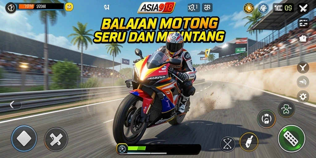 Gameplay seru balapan motor di ASIA918 dengan trek yang menantang.