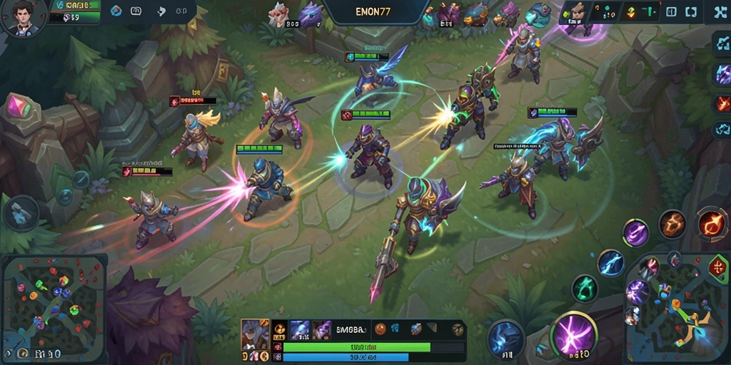 Tampilan menarik dari gameplay MOBA EMON77 yang seru.