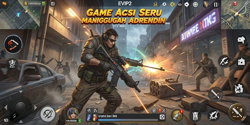Screenshot gameplay EVIP2 menampilkan aksi intens yang menggugah semangat.